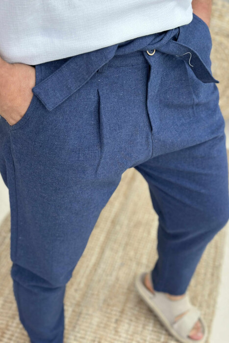 ONE COLOR LACINGS MEN PANTS DARK BLUE/BEE - 3