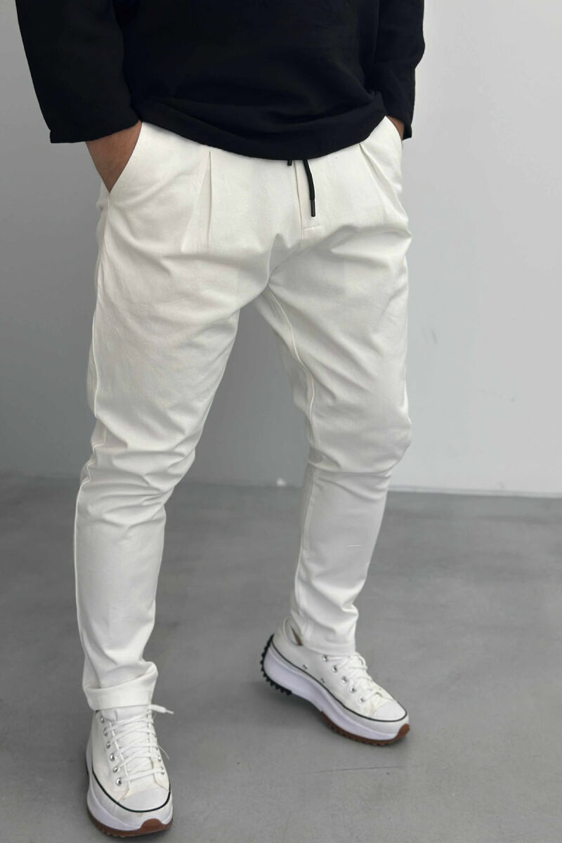ONE COLOR LACINGS MEN PANTS WHITE-E BARDHE - 1