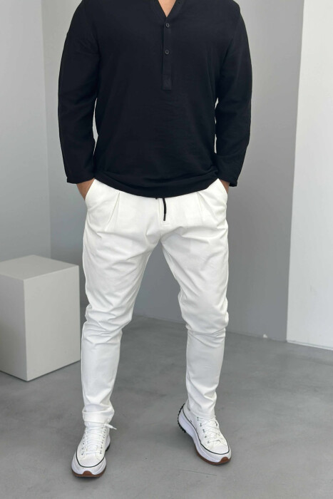 ONE COLOR LACINGS MEN PANTS WHITE-E BARDHE - 2