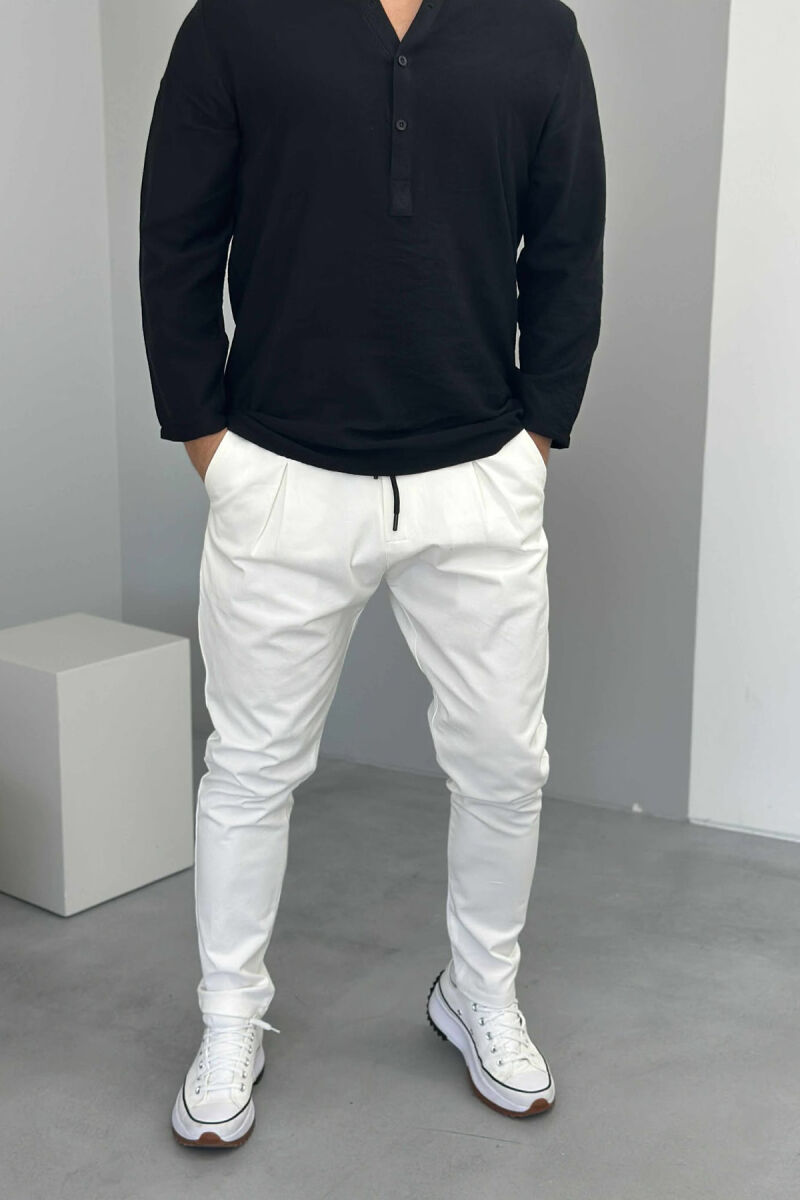ONE COLOR LACINGS MEN PANTS WHITE-E BARDHE - 2