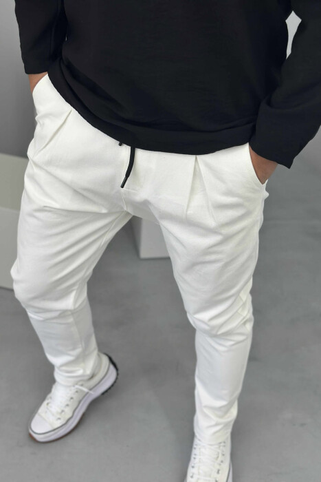 ONE COLOR LACINGS MEN PANTS WHITE-E BARDHE - 4