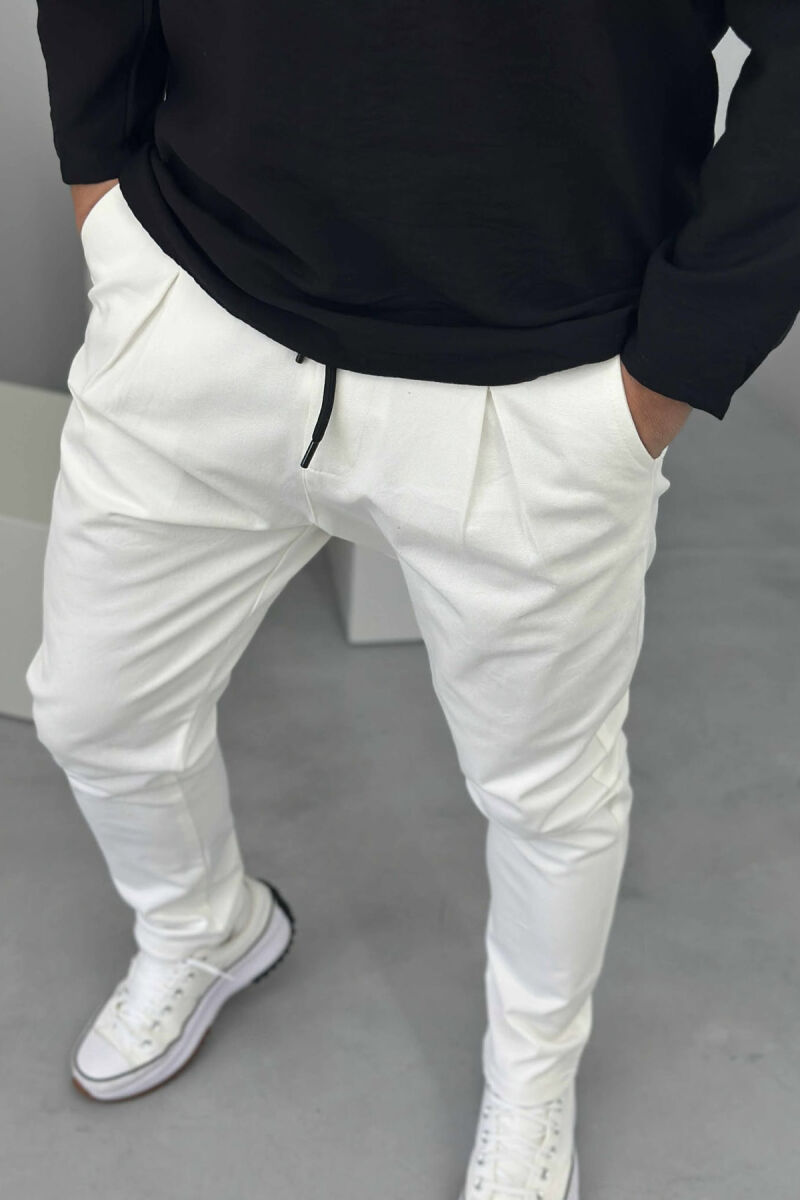 ONE COLOR LACINGS MEN PANTS WHITE-E BARDHE - 4