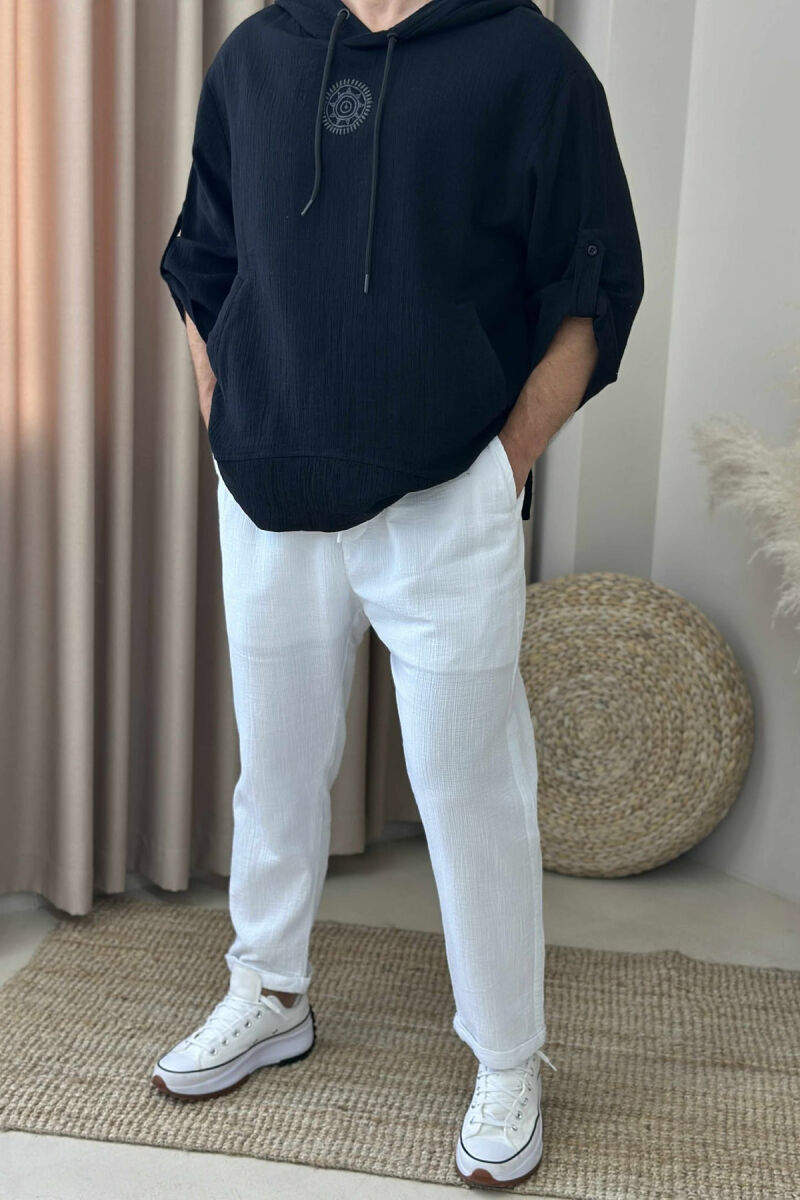 ONE COLOR LACINGS MEN PANTS WHITE-E BARDHE - 1