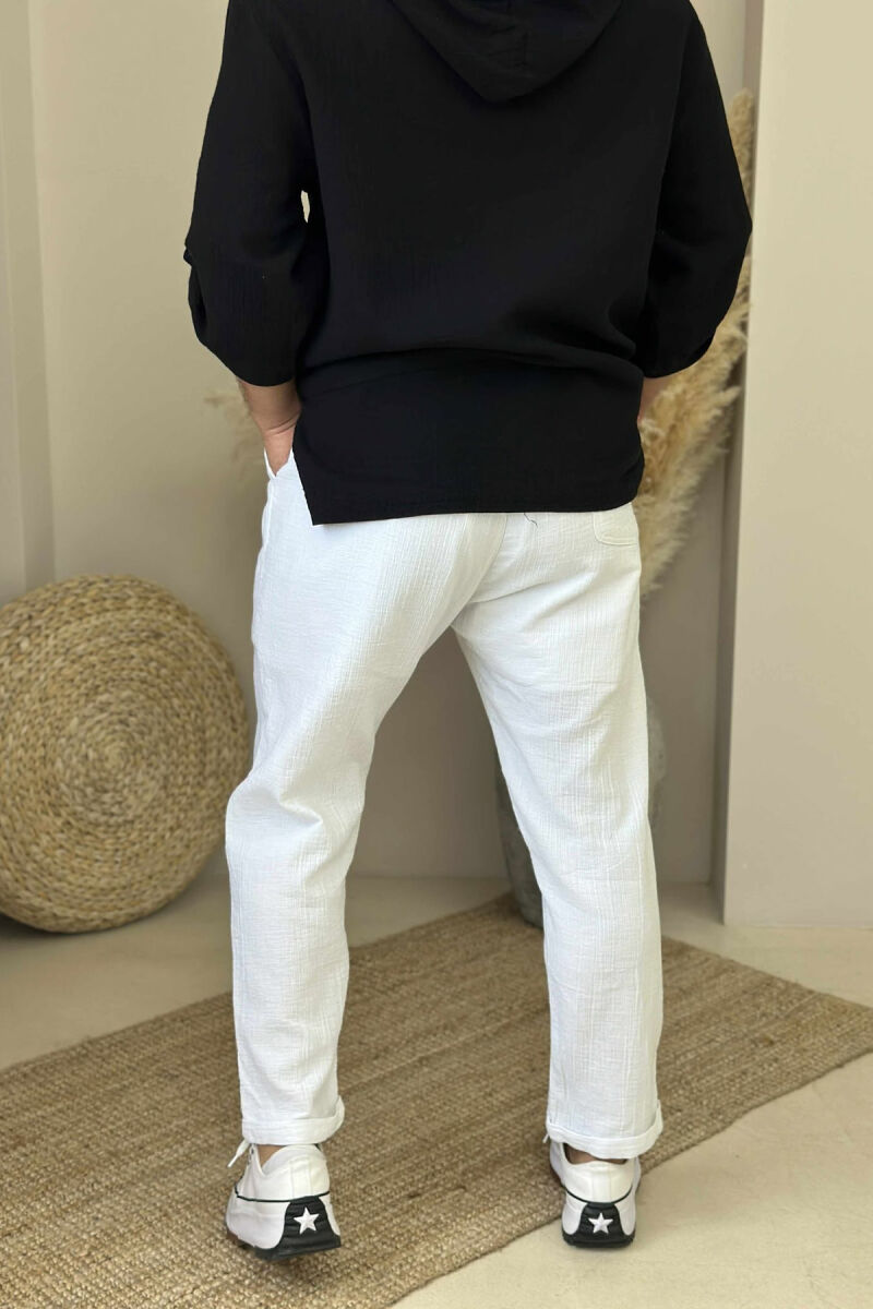 ONE COLOR LACINGS MEN PANTS WHITE-E BARDHE - 3