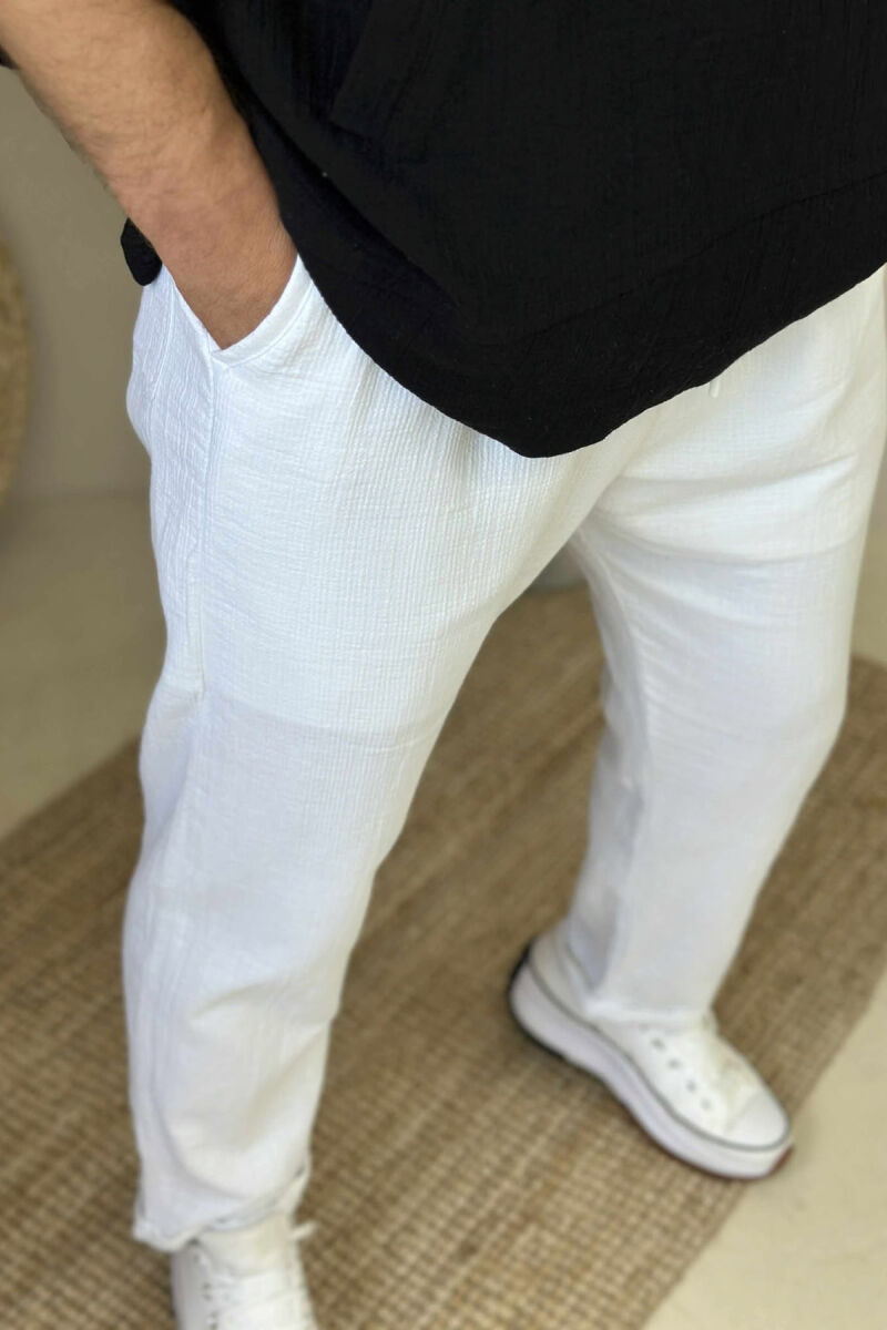 ONE COLOR LACINGS MEN PANTS WHITE-E BARDHE - 4