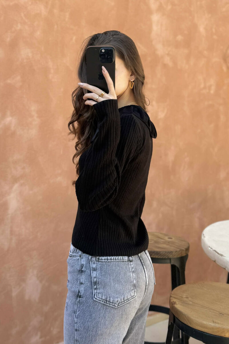 ONE COLOR LACINGS WOMEN CARDIGAN BLACK/ E ZEZE - 4