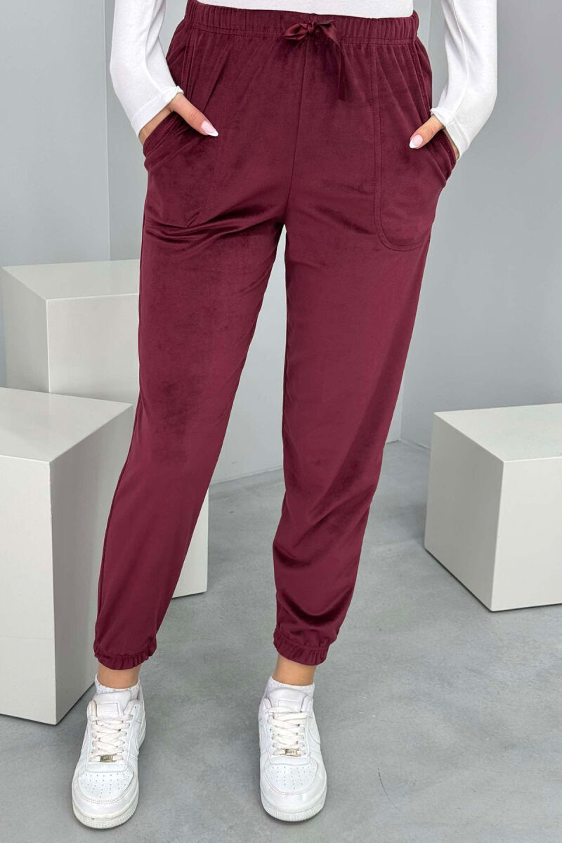 ONE COLOR LACINGS WOMEN JOGGERS BURGUNDY/VISHNJE - 5