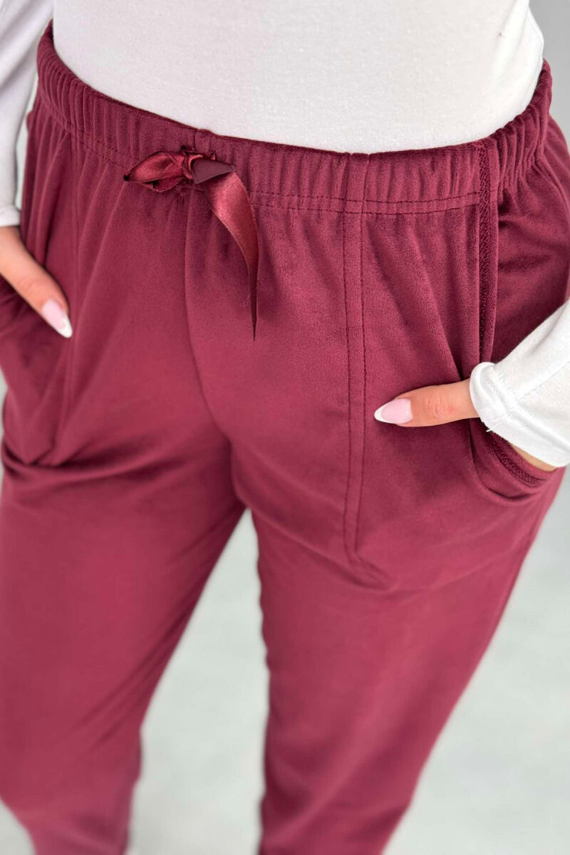 ONE COLOR LACINGS WOMEN JOGGERS BURGUNDY/VISHNJE - 7