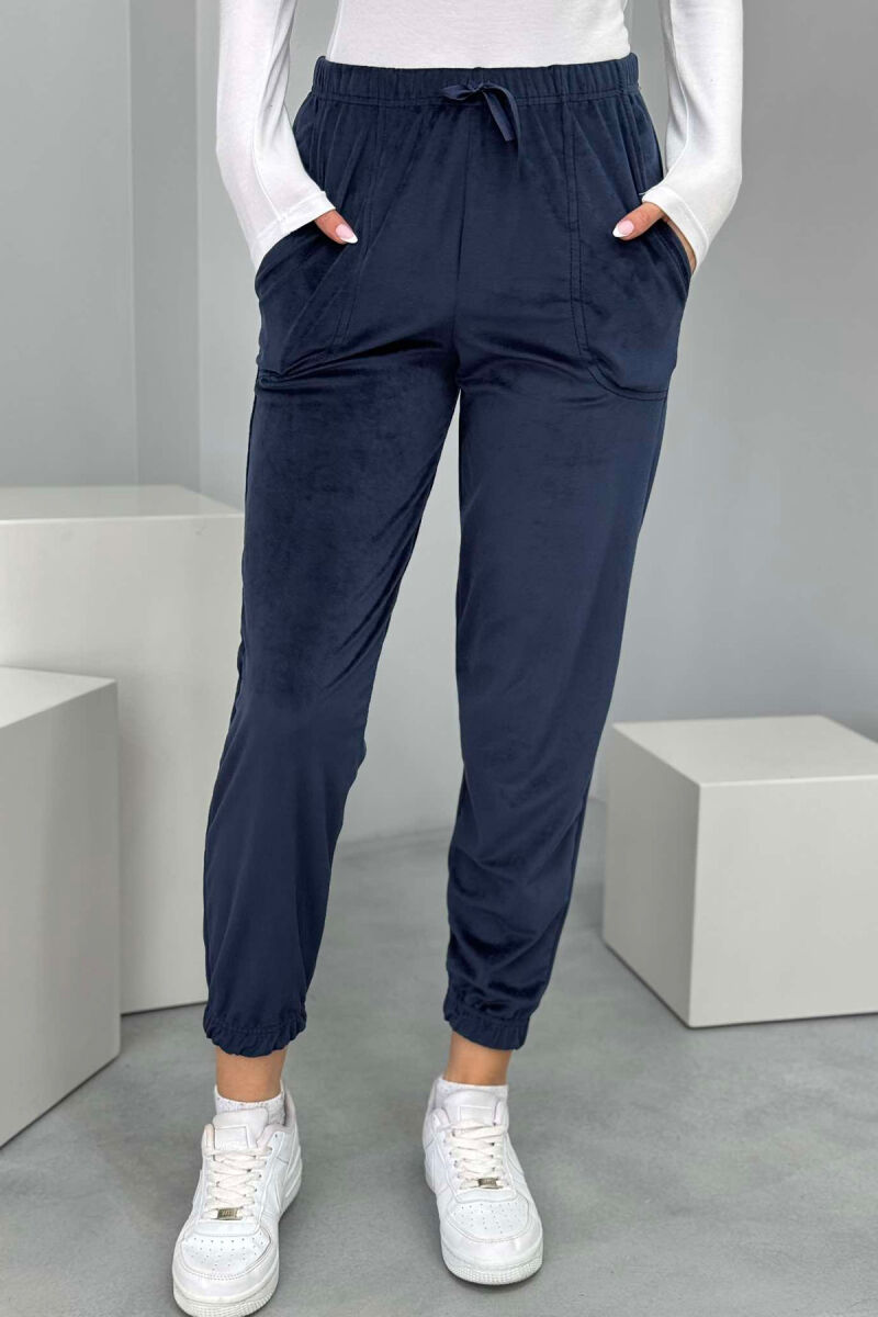 ONE COLOR LACINGS WOMEN JOGGERS DARK BLUE/BEE - 1