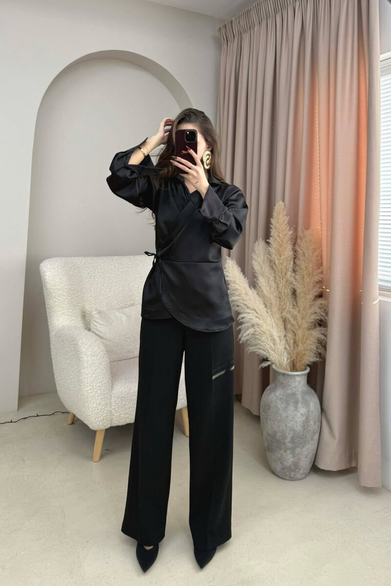 ONE COLOR LACINGS WOMEN SHIRT BLACK/ E ZEZE - 2