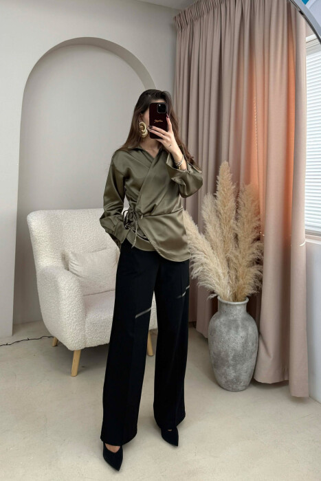 KËMISHË NJË NGJYRËSHE ME LIDHËSE PËR FEMRA NË NGJYRË ULLI - KLAUDIO FASHION