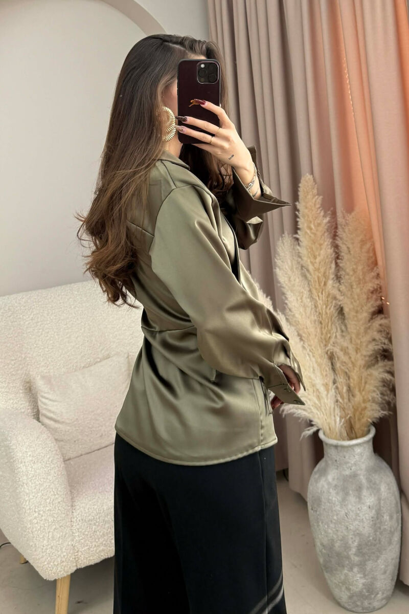 ONE COLOR LACINGS WOMEN SHIRT OLIVE/ULLI - 3