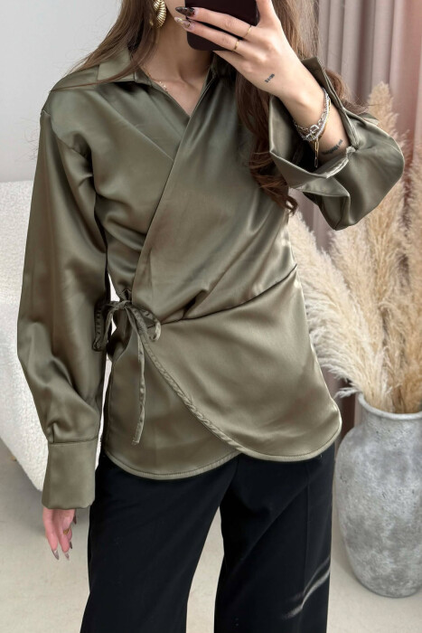 ONE COLOR LACINGS WOMEN SHIRT OLIVE/ULLI - 4