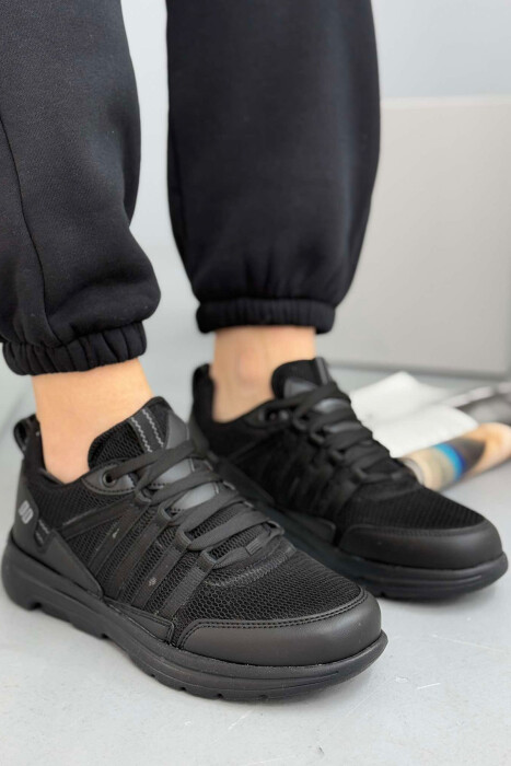ONE COLOR LACINGS WOMEN SNEAKERS BLACK/ E ZEZE - KLAUDIO FASHION