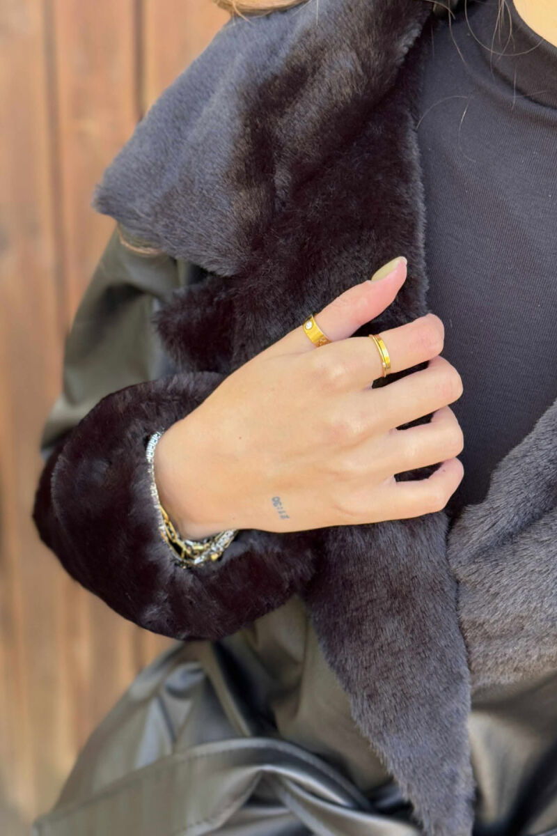 ONE COLOR LEATHER LACING DETAIL WOMEN JACKET BLACK/ E ZEZE - 4