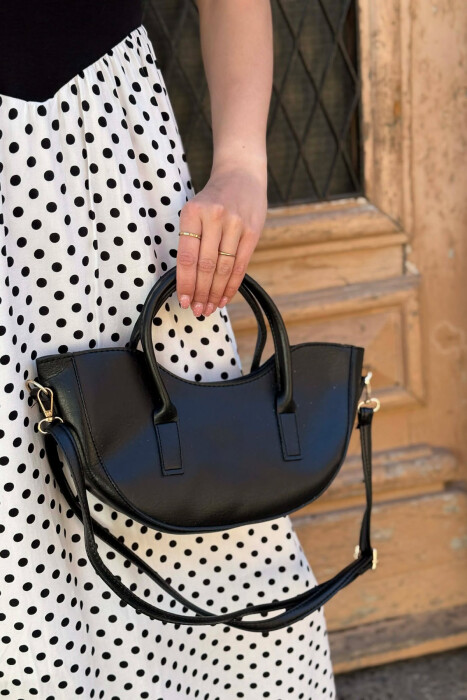 ONE COLOR LEATHER SIMPLE WOMAN BAG BLACK/ E ZEZE - 3