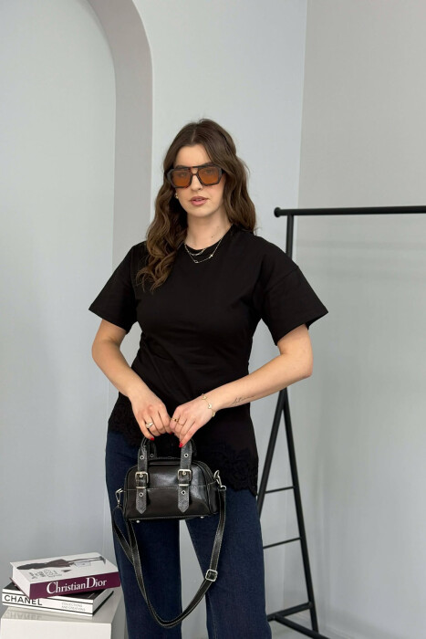 ONE COLOR LEATHER SMALL WOMAN BAG BLACK/ E ZEZE - 2