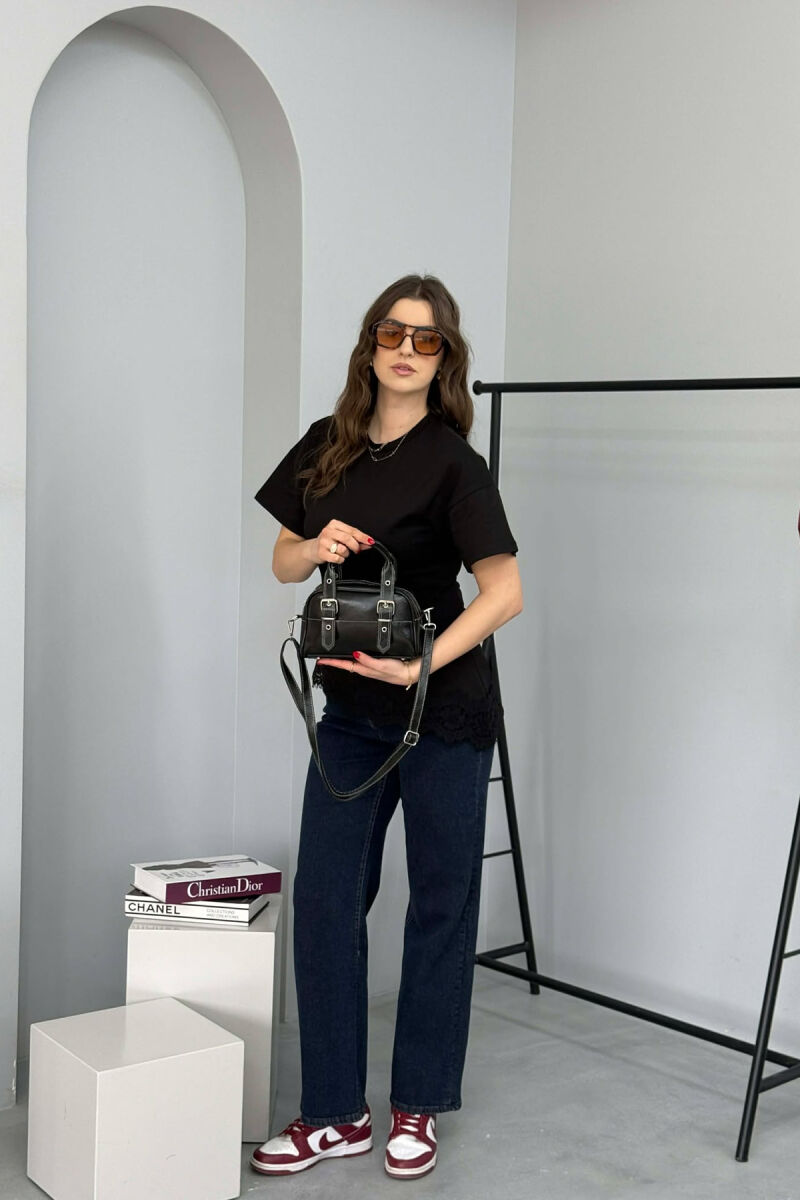 ONE COLOR LEATHER SMALL WOMAN BAG BLACK/ E ZEZE - 4