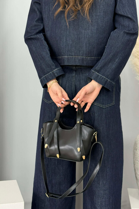 ONE COLOR LEATHER WOMAN BAG BLACK/ E ZEZE - KLAUDIO FASHION