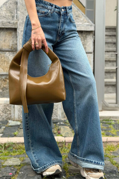 ONE COLOR LEATHER WOMAN BAG BROWN/KAFE - KLAUDIO FASHION