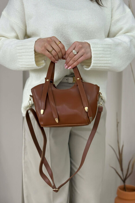 ONE COLOR LEATHER WOMAN BAG BROWN/KAFE - KLAUDIO FASHION