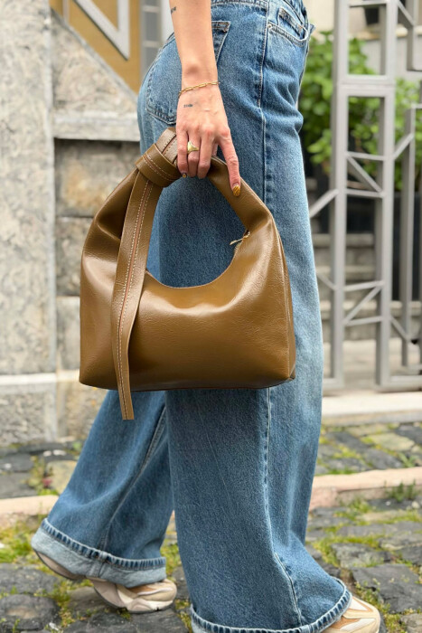 ONE COLOR LEATHER WOMAN BAG BROWN/KAFE - 5