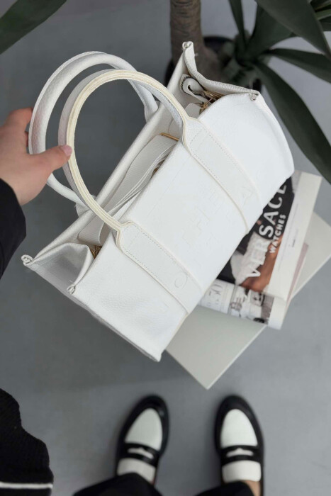 ONE COLOR LEATHER WOMAN BAG WHITE-E BARDHE - 2