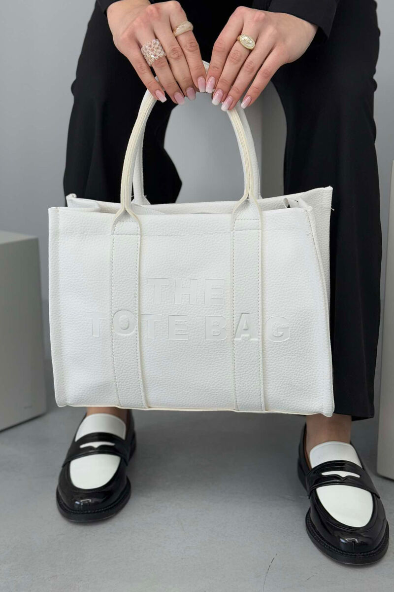 ONE COLOR LEATHER WOMAN BAG WHITE-E BARDHE - 4