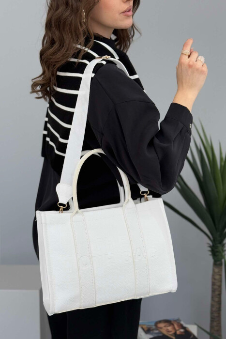 ONE COLOR LEATHER WOMAN BAG WHITE-E BARDHE - 6