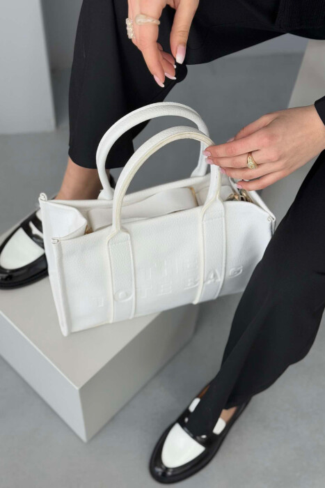 ONE COLOR LEATHER WOMAN BAG WHITE-E BARDHE - 7