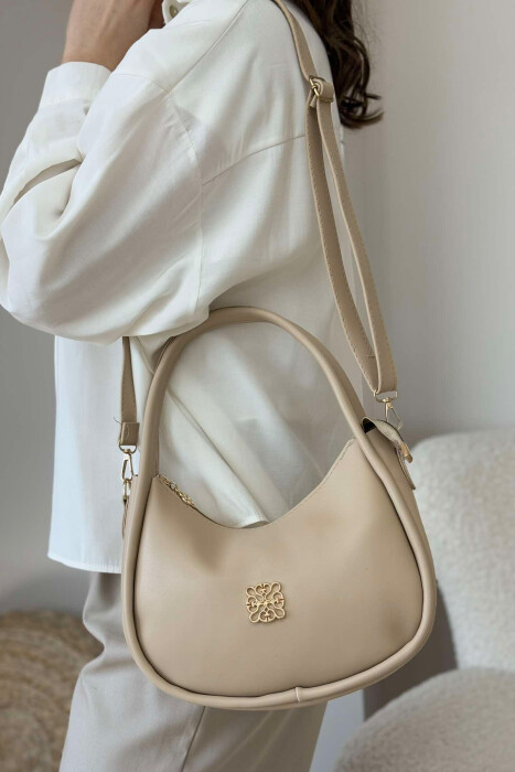 ONE COLOR LEATHER WOMEN BAG BEIGE/BEZHE 