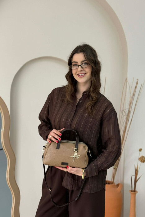 ONE COLOR LEATHER WOMEN BAG BEIGE/BEZHE - KLAUDIO FASHION