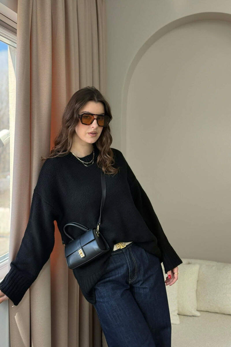 ONE COLOR LEATHER WOMEN BAG BLACK/ E ZEZE - 3