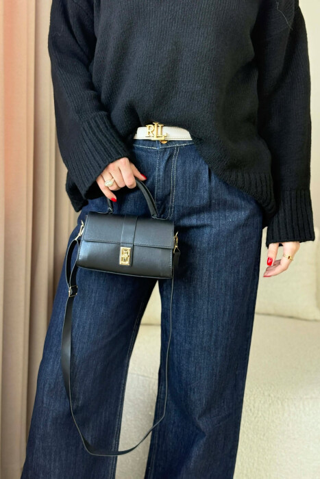 ONE COLOR LEATHER WOMEN BAG BLACK/ E ZEZE - 4