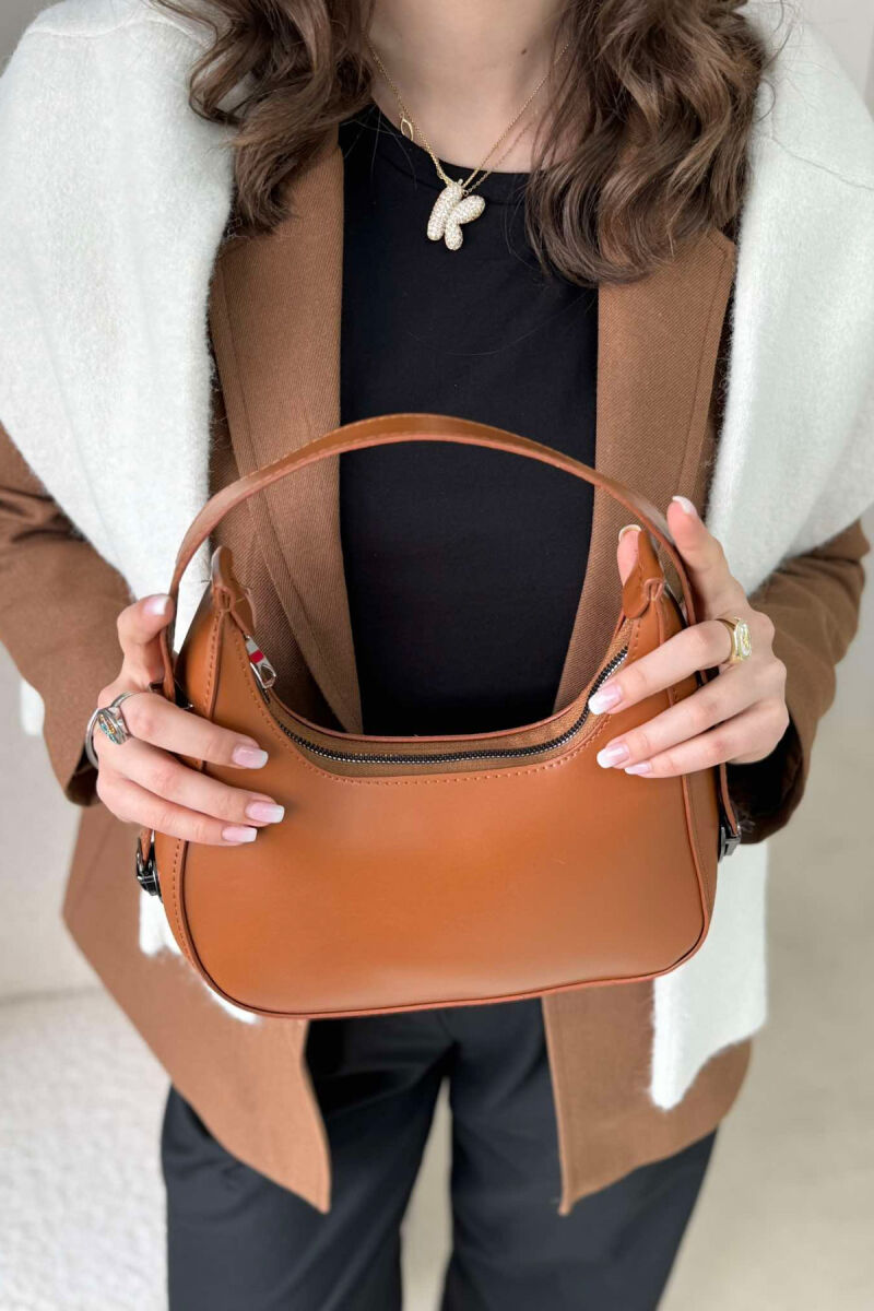 ONE COLOR LEATHER WOMEN BAG BROWN/KAFE - 2