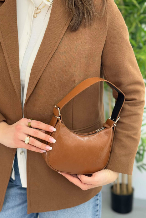 ONE COLOR LEATHER WOMEN BAG BROWN/KAFE - 2