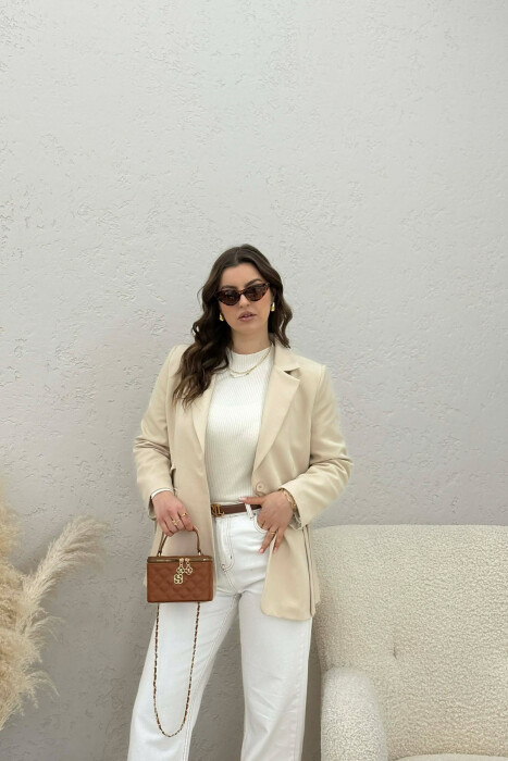 ONE COLOR LEATHER WOMEN BAG BROWN/KAFE - 2