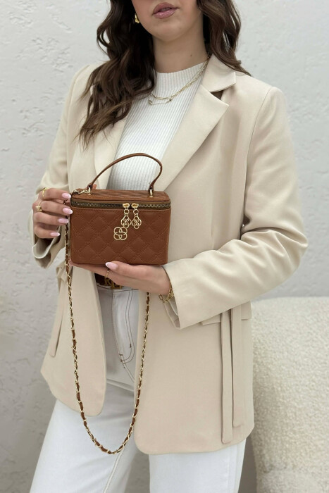 ONE COLOR LEATHER WOMEN BAG BROWN/KAFE - 3