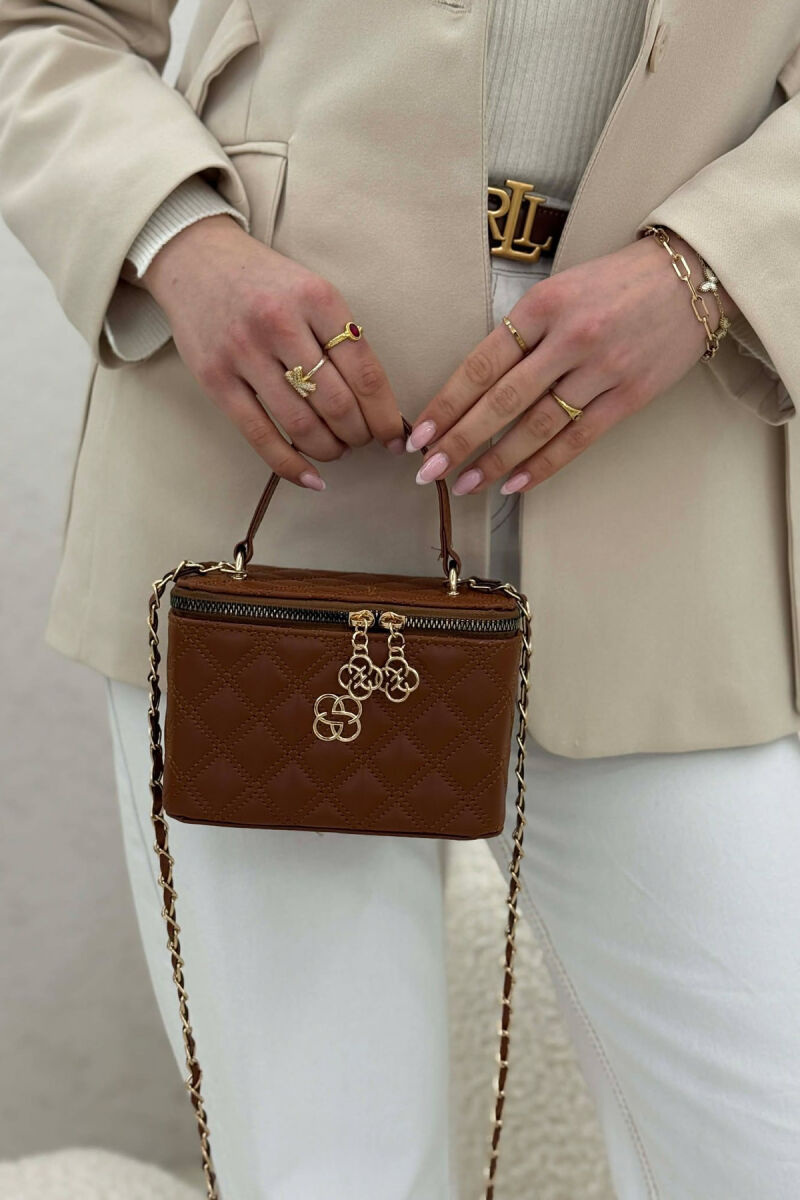 ONE COLOR LEATHER WOMEN BAG BROWN/KAFE - 4