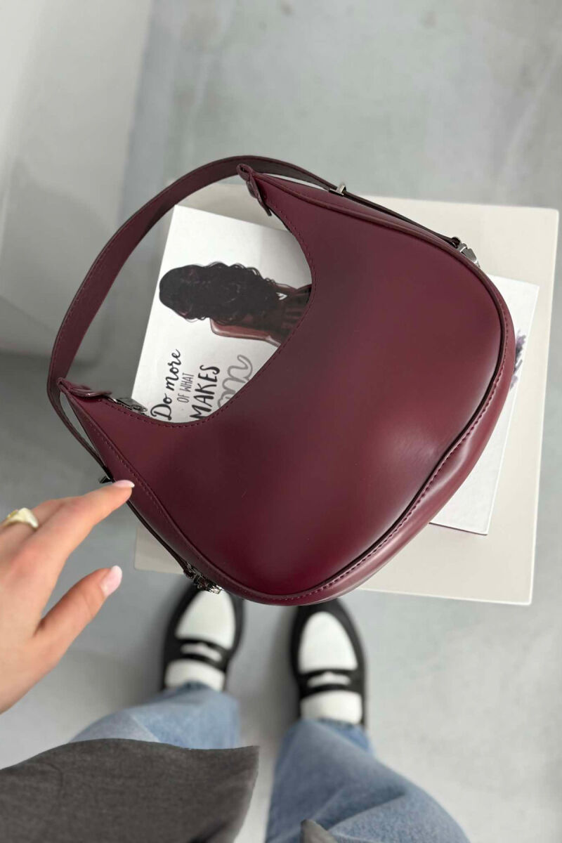 ONE COLOR LEATHER WOMEN BAG BURGUNDY/VISHNJE - 2