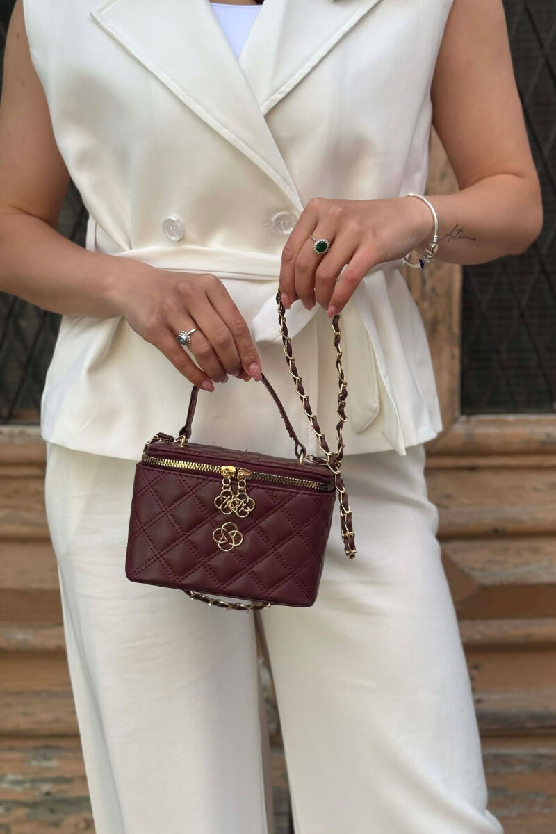 ONE COLOR LEATHER WOMEN BAG BURGUNDY/VISHNJE - 1