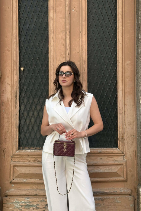 ONE COLOR LEATHER WOMEN BAG BURGUNDY/VISHNJE - 3
