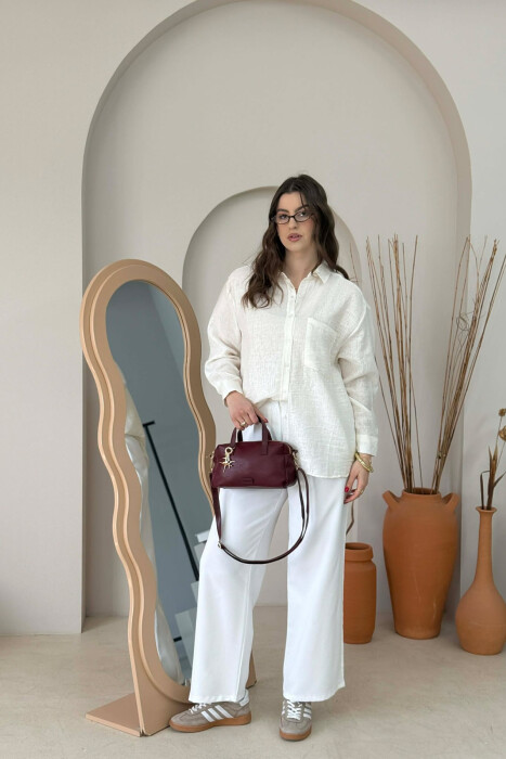 ONE COLOR LEATHER WOMEN BAG BURGUNDY/VISHNJE - 6