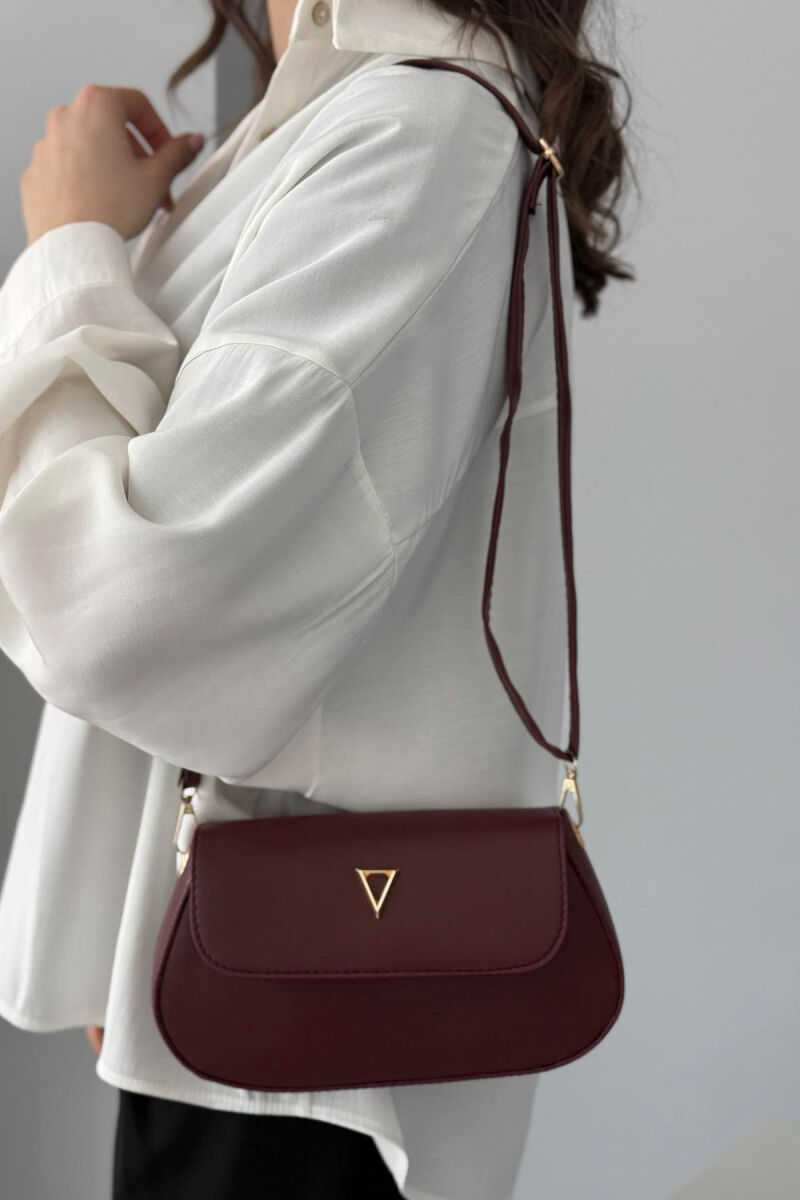 ONE COLOR LEATHER WOMEN BAG BURGUNDY/VISHNJE - 3