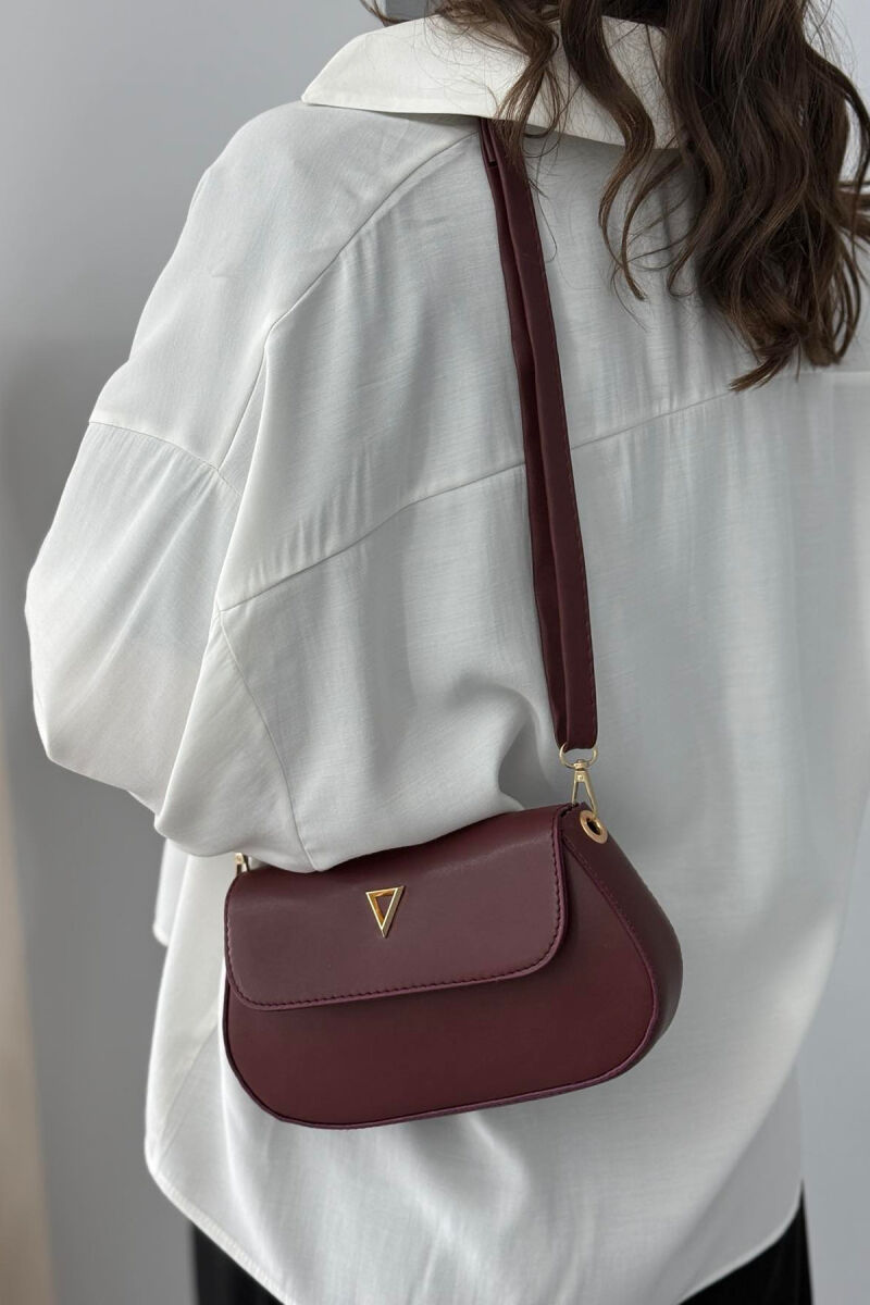 ONE COLOR LEATHER WOMEN BAG BURGUNDY/VISHNJE - 6