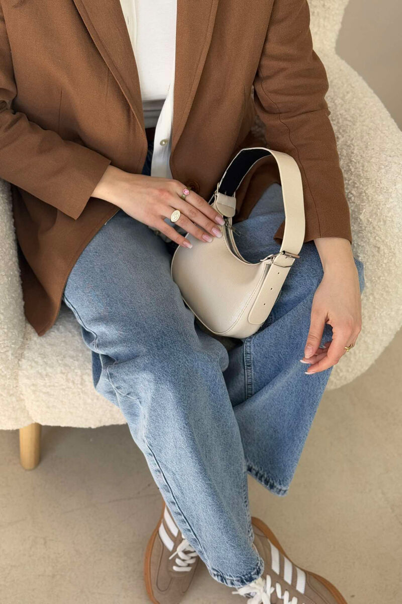 ONE COLOR LEATHER WOMEN BAG CREAM/KREM - 2