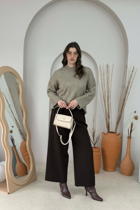 ONE COLOR LEATHER WOMEN BAG CREAM/KREM - 4