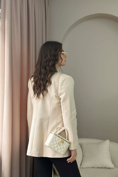 ONE COLOR LEATHER WOMEN BAG CREAM/KREM - 6