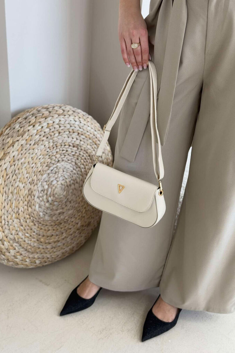 ONE COLOR LEATHER WOMEN BAG CREAM/KREM - 2