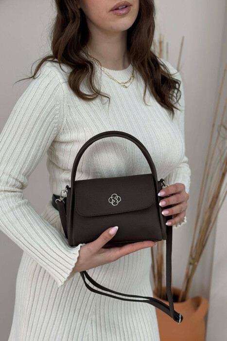 ONE COLOR LEATHER WOMEN BAG DARK BROWN/KAE 